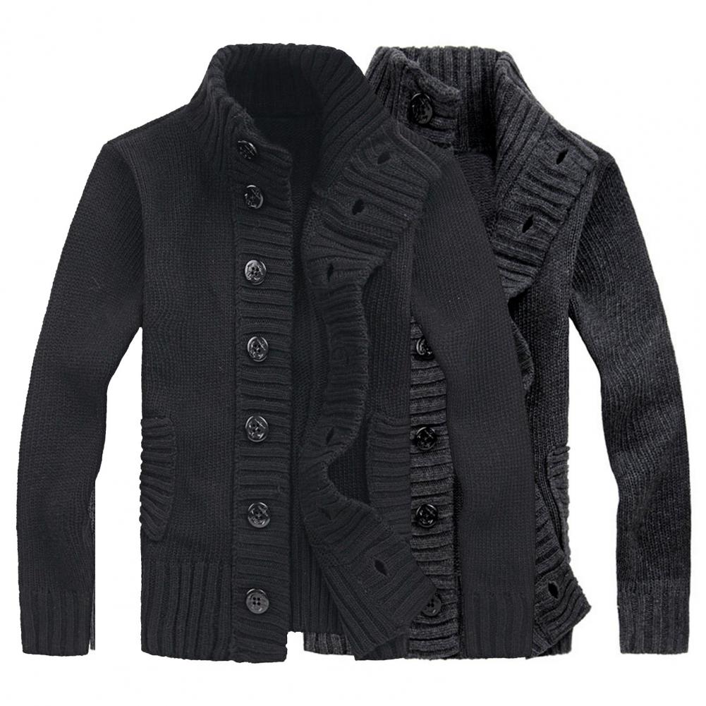 Men's Solid Color Long Sleeve Sweater Jacket Cardigan