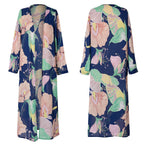 Long Chiffon Beach Cover-Up with Floral Print for Women