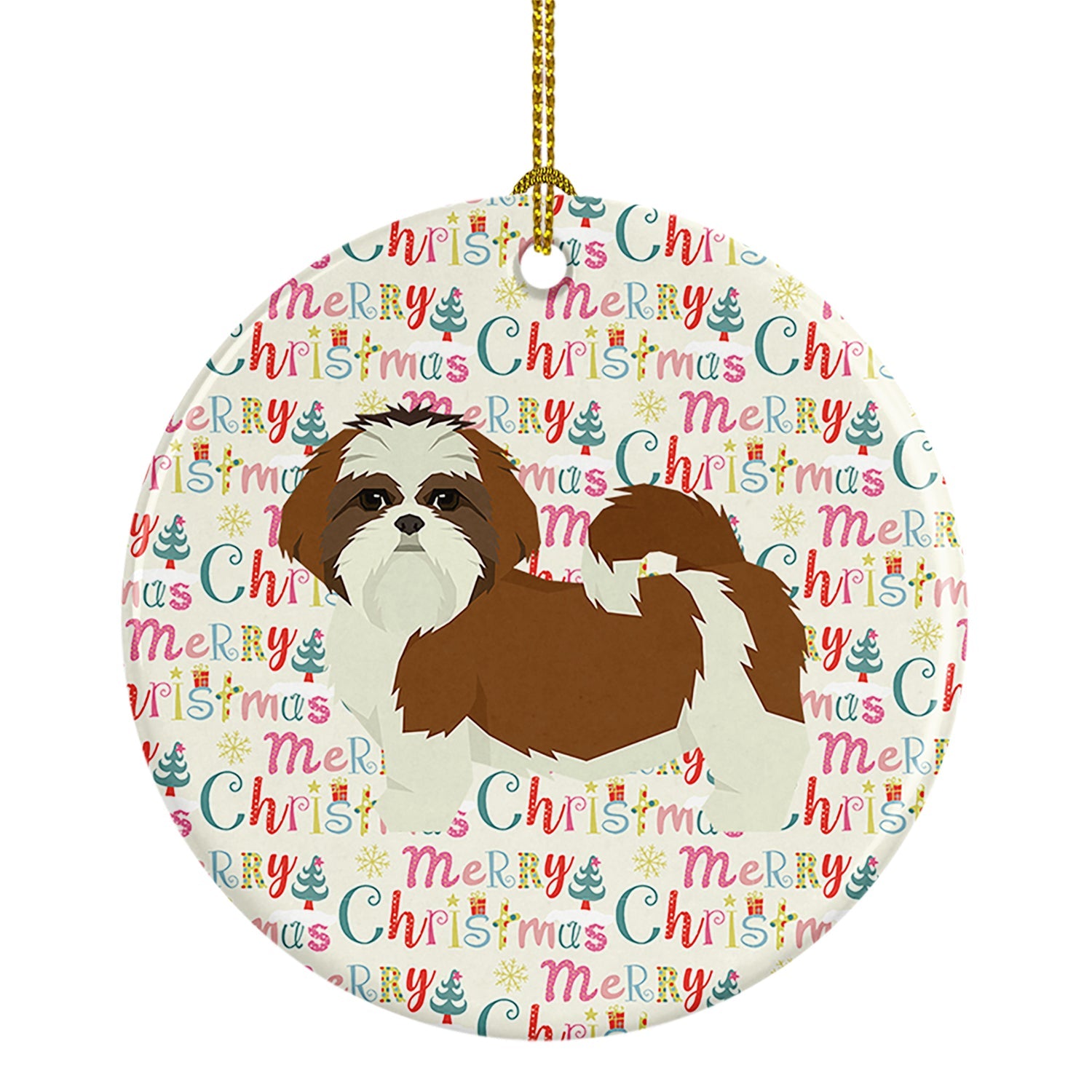 Shih Tzu Merry Christmas Ceramic Ornament