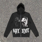 Euro American Gothic Zipper Hoodie Sweatshirt | Streetwear
