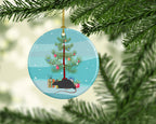 Black Rat Merry Christmas Ceramic Ornament