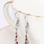 Christmas Tree Shaped Earrings with Red and Clear Crystals