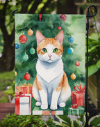 Japanese Bobtail Cat By the Christmas Tree Garden Flag
