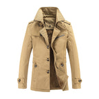 Men's Mid-Length Loose Velvet Padded Trench Coat