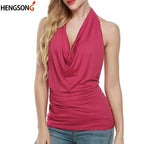 Summer Slim Backless V-neck Solid Tank Top for Women