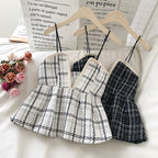 Tweed Skirt with Waistband and Camisole Top