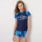 Oni Floral Print Short Sleeve Swimsuit
