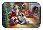 Great Pyrenees and Santa Claus Dish Drying Mat