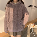 Women's Cozy Lamb Wool Coat with Bear Ears