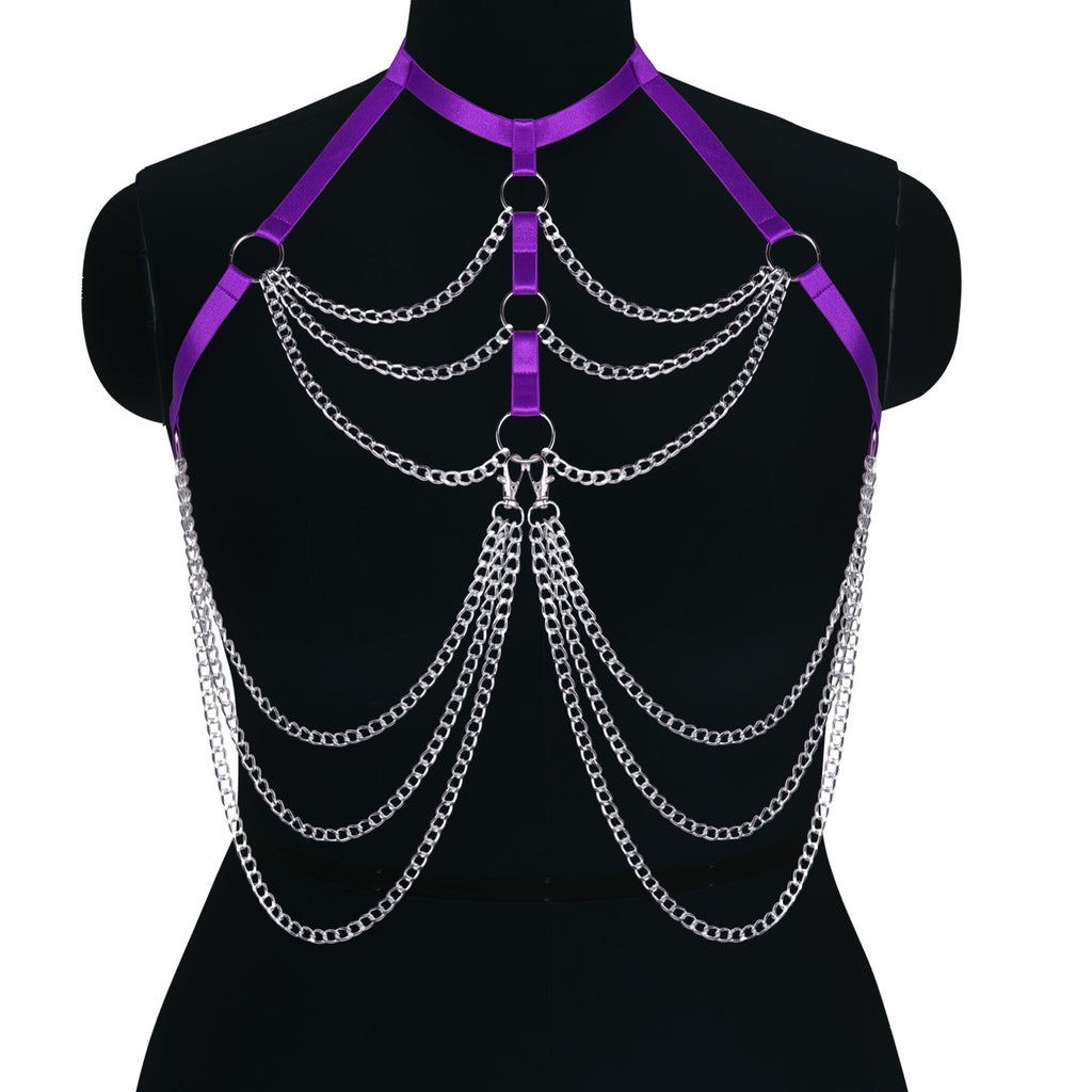 Halloween Body Chain with Adjustable High Waist Bikini Top