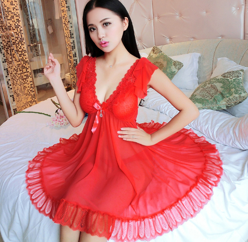 Summer Women's Sheer Mesh Nightgown Set