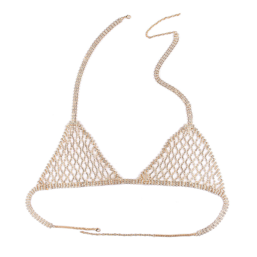Exaggerated Rhinestone Body Chain and Bikini Necklace