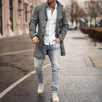 Woolen Stand Collar Medium Length Casual Coat
