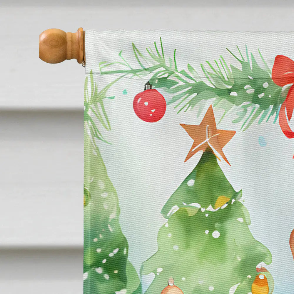 Redbone Coonhound Christmas House Flag