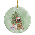 Pug Fawn Christmas Presents and Tree Ceramic Ornament