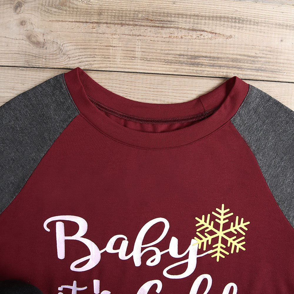 Christmas Print Long Sleeve T-Shirt with Raglan Sleeves | Streetwear