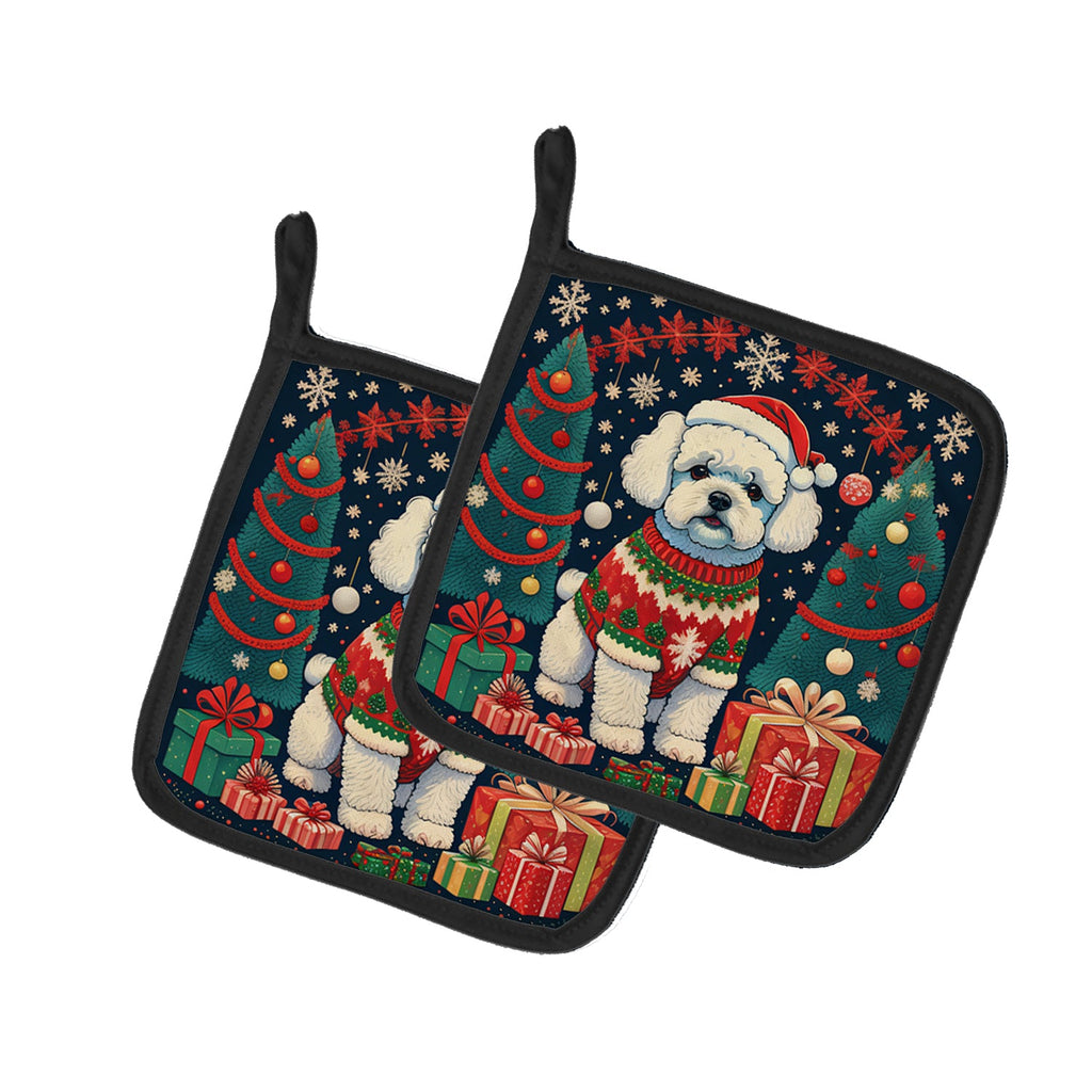 Bichon Frise Christmas Pair of Pot Holders