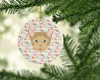 German Rex Cat Christmas Ceramic Ornament