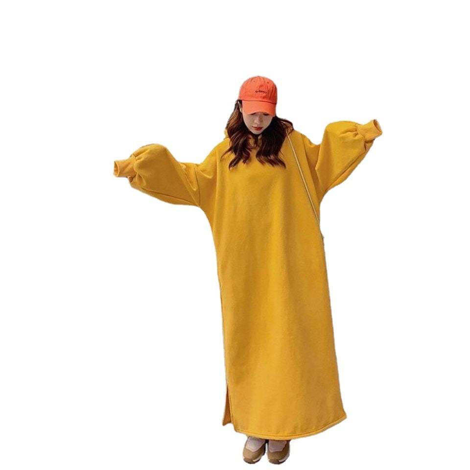 Extra Long Fleece Over Knee Sweater Dress Skirt