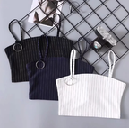 Pinstripe Crop Cami and High-Waist Pants Set