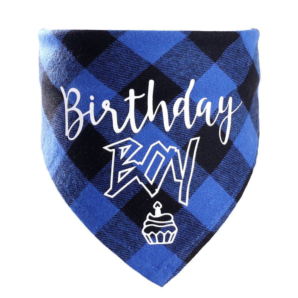 Cotton Plaid Triangle Scarf for Pet Birthday Parties