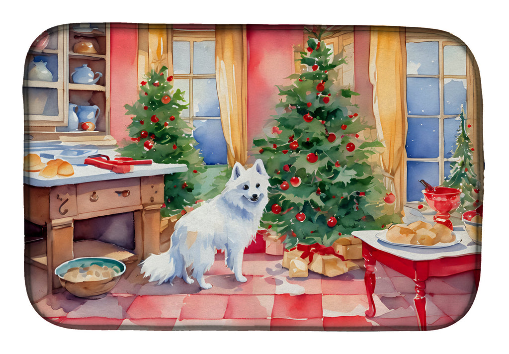 Japanese Spitz Christmas Cookies Dish Drying Mat