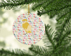 French Curly Canary Christmas Ceramic Ornament