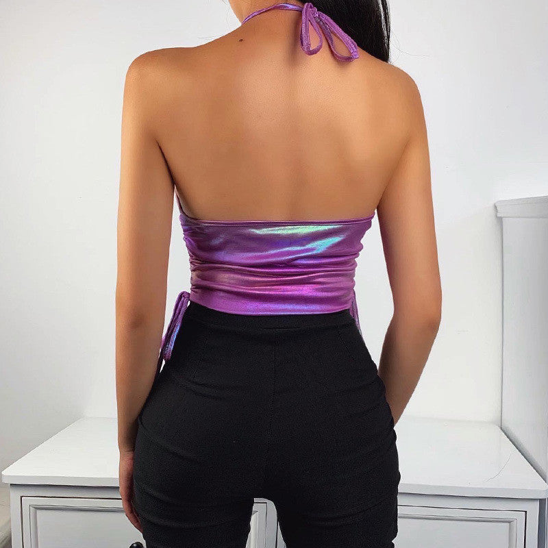 Elastic Satin Chain Slim Sexy Short Bodysuit