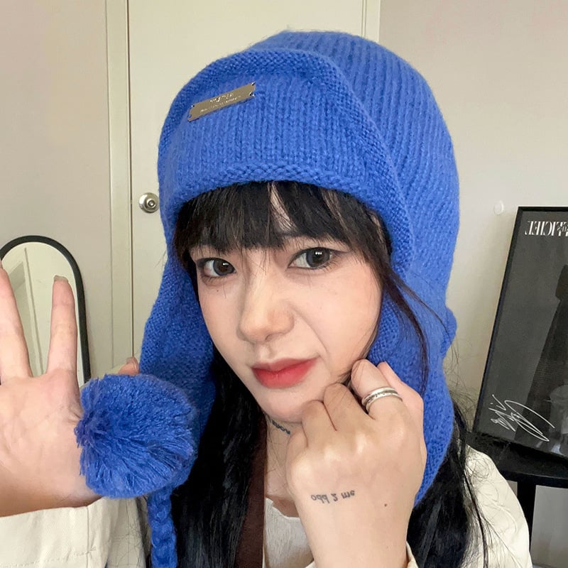Wool Knitted Ear Protection Hat for Women (Autumn/Winter) | Embroidered Cap
