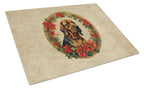 Bloodhound Christmas Flowers Glass Cutting Board