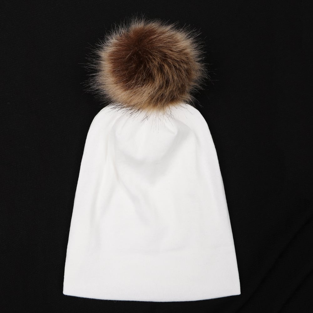 Double-layer Cotton Children's Pullover Hat with Fur Ball