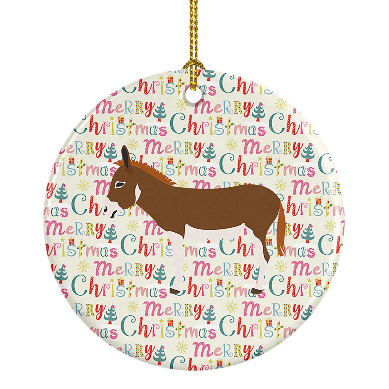 Miniature Mediterranian Donkey Christmas Ceramic Ornament