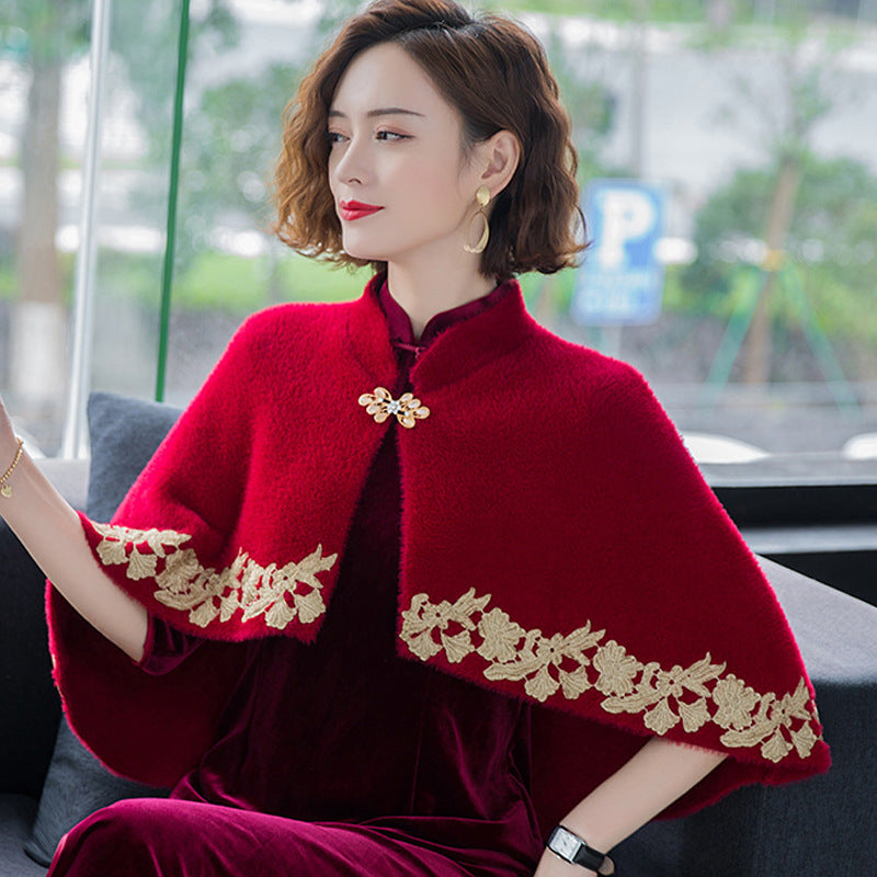 Mink Velvet Cape Shawl Jacket for Women (Short & Warm)