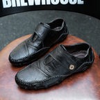 Casual British Style Leather Beanie Shoes | Embroidered Cap