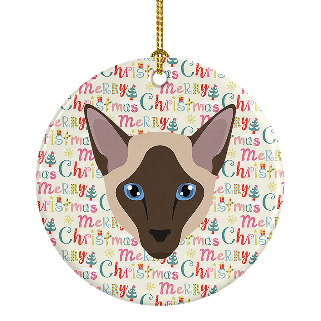 Siamese Modern Cat Christmas Ceramic Ornament