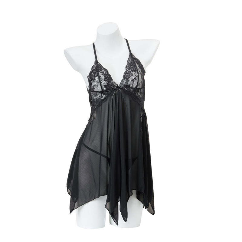 Oshilin Lace Temptation Lingerie Set with Sheer Nightgown