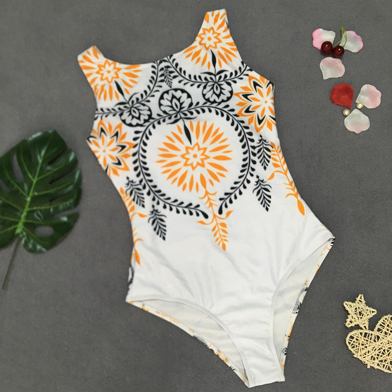 Retro Floral One-Piece Swimsuit for Women