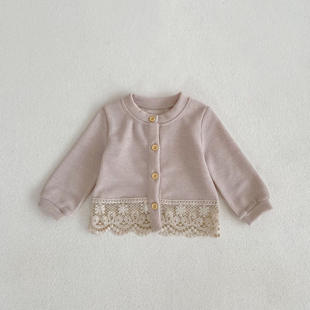 Autumn Baby Lace Long-Sleeved Knitted Cardigan