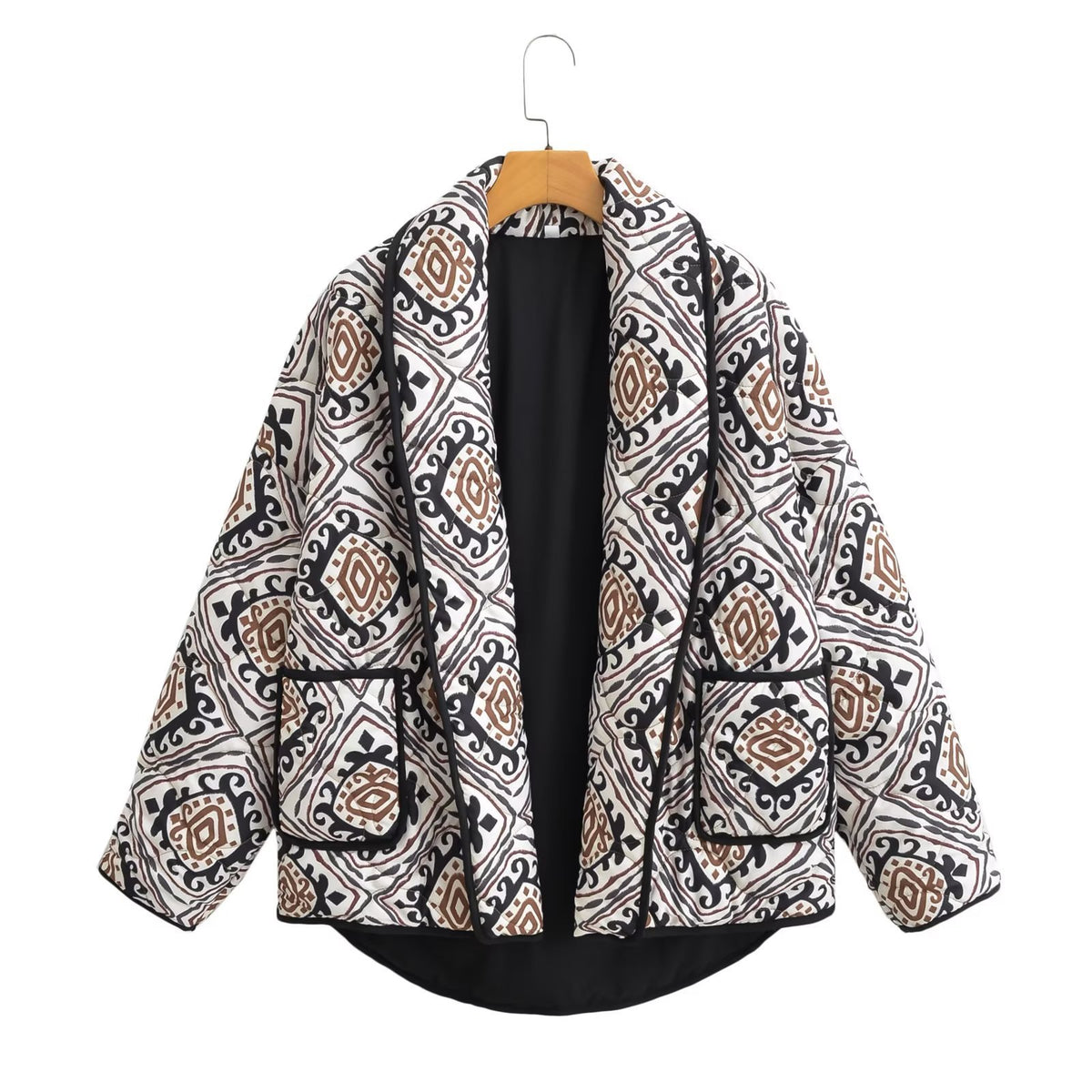 Pattern Print Cotton Padded Jacket Coat
