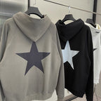 Y2K Aesthetic Star Print Hooded Sweatshirt for Men | Streetwear