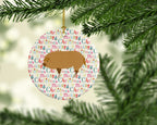 Hungarian Mangalica Pig Christmas Ceramic Ornament