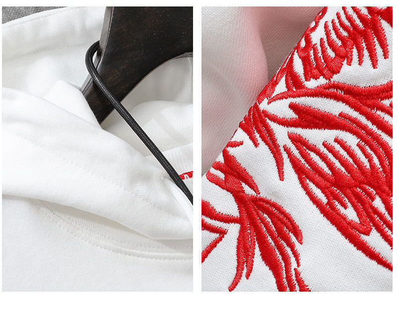 Phoenix Embroidered Men's Hooded Jacket - Fall Fashion