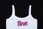 Trendy Women's Letter Print Crop Top Tank Top