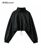 Women's Casual Autumn Winter Short Hoodie with Zipper | Streetwear