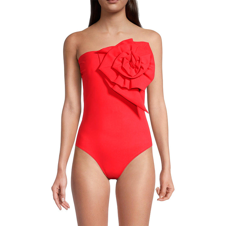 2024 Women's Strapless Swimsuit with Floral Design