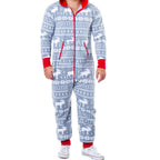 Christmas Snowman Striped Print Family Pajama Jumpsuit