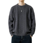 Twist Weave Round Neck Sweater For Men