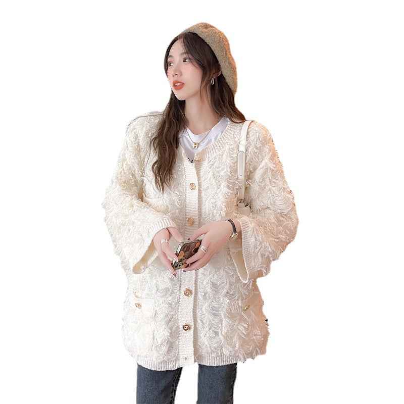 Retro Crochet Flower Tassel Cardigan with Fragrance