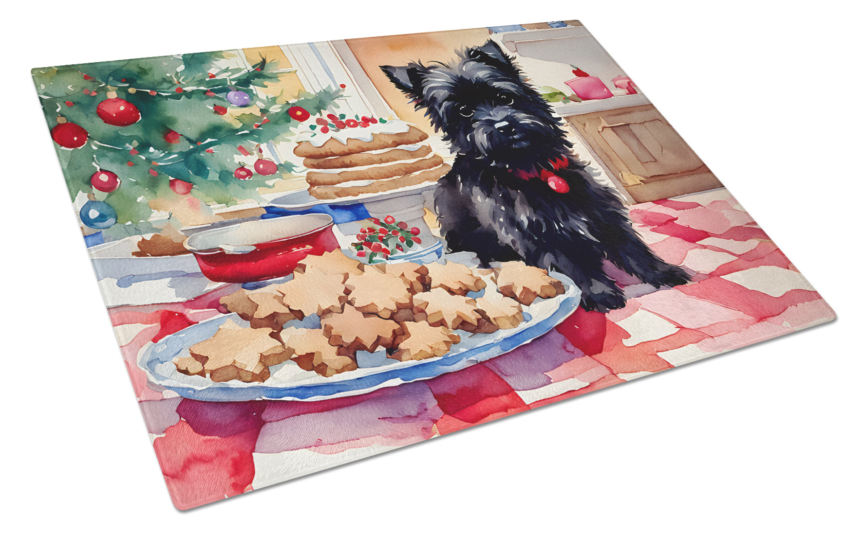 Cairn Terrier Christmas Cookies Glass Cutting Board