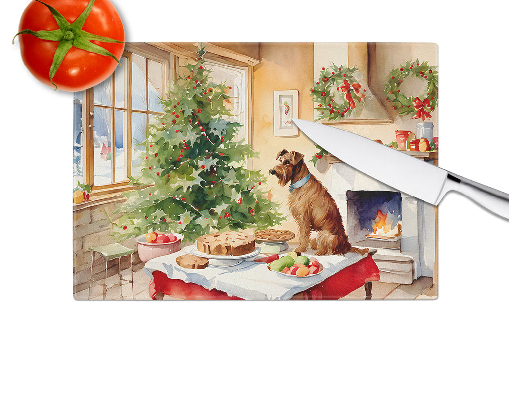 Irish Terrier Christmas Cookies Glass Cutting Board